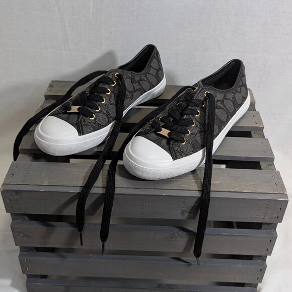 NWOB Coach Signature Logo Black/Gray Tennis Shoes Size 7.5 - Picture 2 of 15